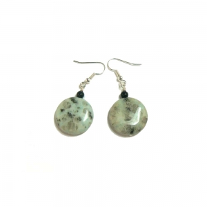 Pale Green Sesame Jasper Drop Earrings